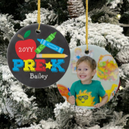 Foto före K Preschool Apple Kritor-kalkylbord Julgransprydnad Keramik