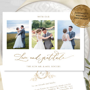 Foto, Formell Monogram, Kärlek och Gratitude Bröll Tack Kort