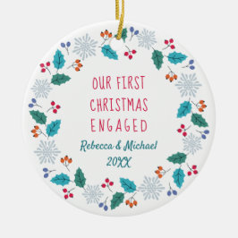 Foto Första jul Engagerad Winter Woodland Julgransprydnad Keramik