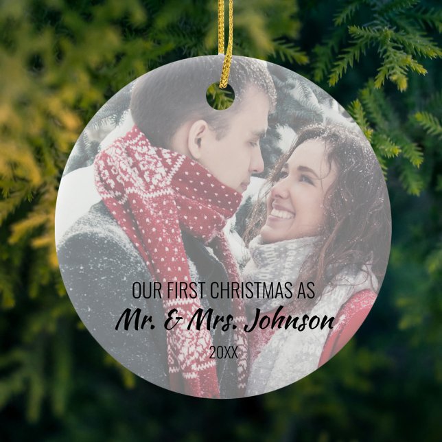 Foto Första jul som Mr & Mrs. Julgransprydnad Keramik (Skapare uppladdad)