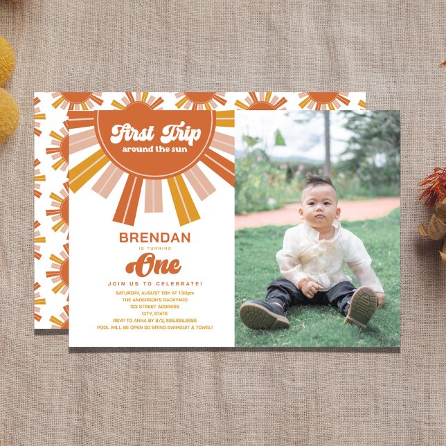 Foto första Resa runt Sol 1:a födelsedag Inbjudningar (Skapare uppladdad)