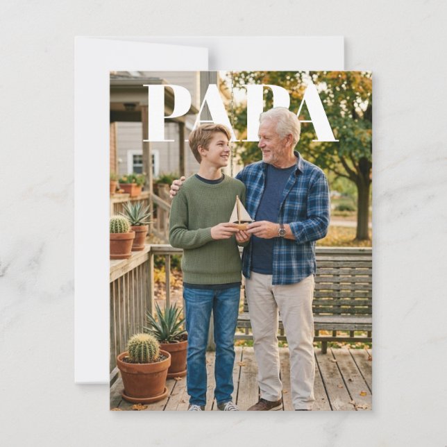 Foto framifrån 'Pappa' Fars dag Kort (Framsida)