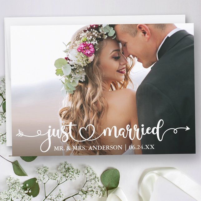 Foto från Calligraphy Heart Ny gifta Bröllop Meddelande (Customize to change your personalized text size, text style or to add text to back of card.)