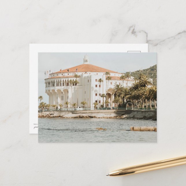 Foto från Catalina Island Casino från Descanso Bea Vykort (Fram/Back In Situ)