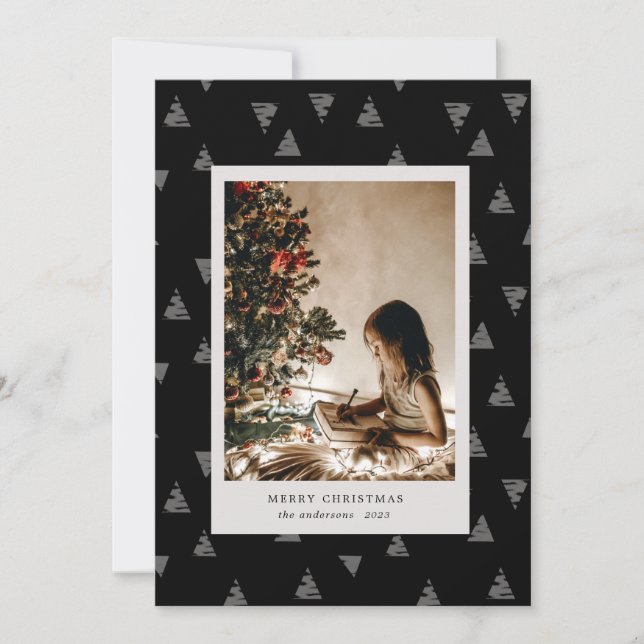 foto från den minimalistiska moderna deco Julgran Julkort (Framsida)