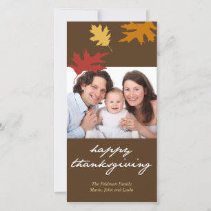 Foto från familjen höst löv happy thanksgiving julkort