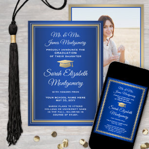 Foto från föräldrar Royal Blue och Guld Studenten Meddelande