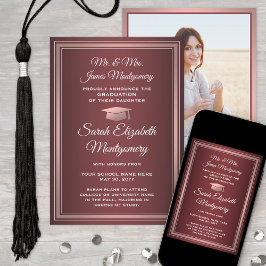 Foto från föräldrarnas examen Burgunderröd & Rosa Meddelande