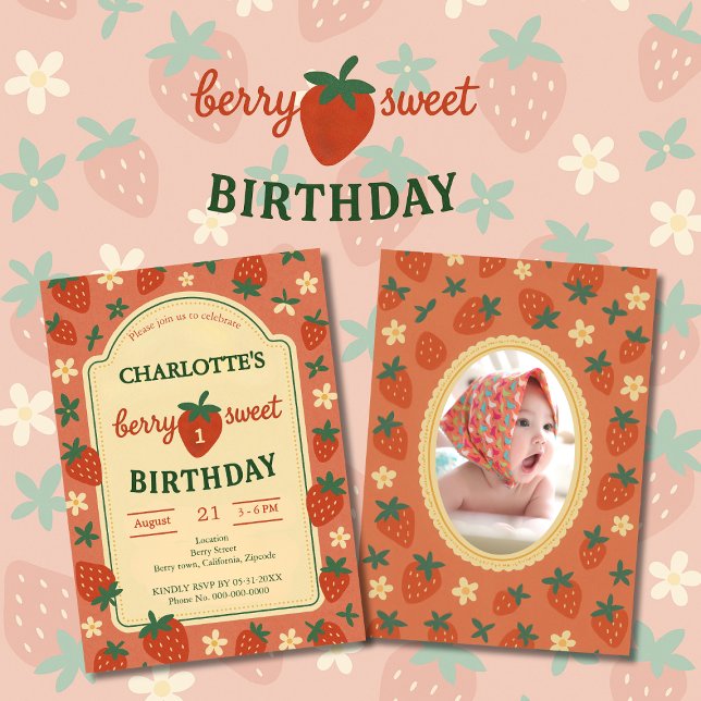 foto från första födelsedag med bären inbjudningar (Skapare uppladdad)