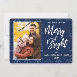 Foto från Merry och Bright Blue Sticka Mönster Julkort