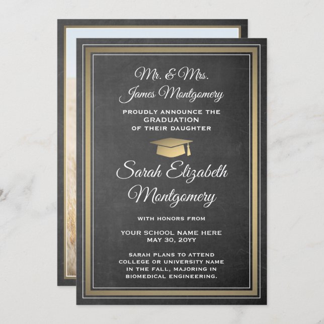 Foto från moderkort och Guld Studenten Meddelande (Fram/baksida)