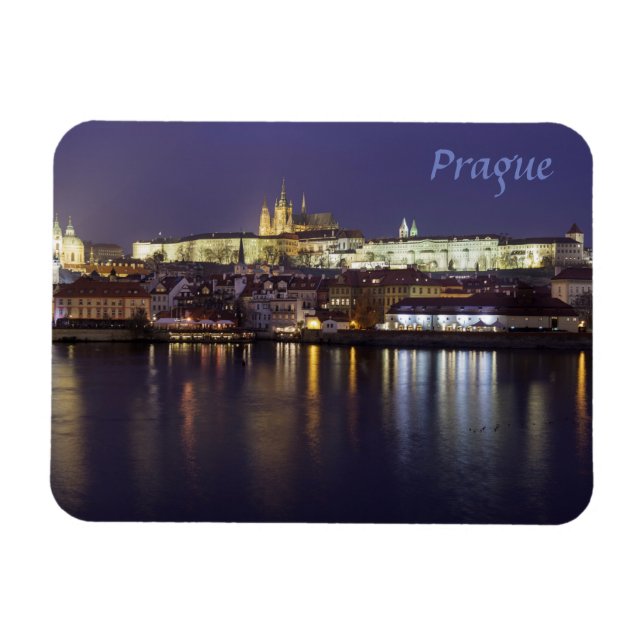 Foto från Prag River och castle view souvenir Magnet (Horisontell)