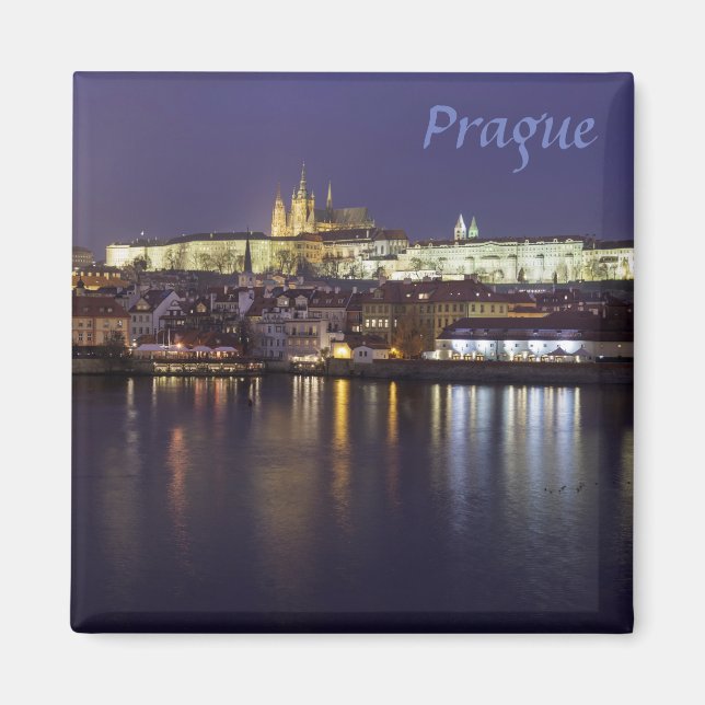 Foto från Prag River och castle view souvenir Magnet (Framsidan)