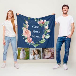 Foto från Rustic Blommigt Välsigna dig Mamma Mors  Fleecefilt