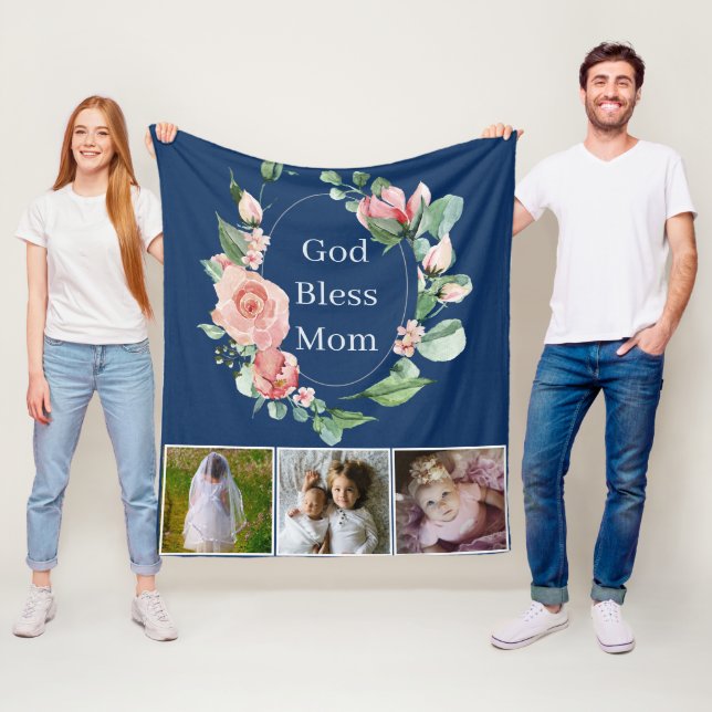 Foto från Rustic Blommigt Välsigna dig Mamma Mors  Fleecefilt (På plats)