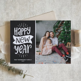 Foto från Rustic Typography Chalkboard Gott nytt å Julkort