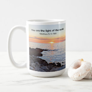 Foto från Sunset på Ocean Bible Verse Namn Kaffemugg