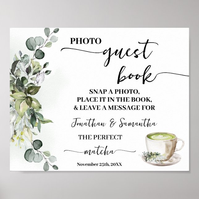 Foto Gästbok Bröllop Brud Grönska Matcha Poster (Framsidan)
