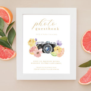 Foto Gästbok Citrus Bröllop Akvarell Kamera Poster