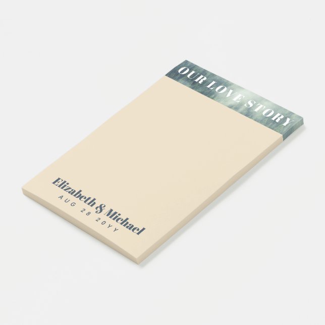 FOTO-gåvor för Newlyweds VÅR STORY Anpassningsbar  Post-it Block (Vinklad)