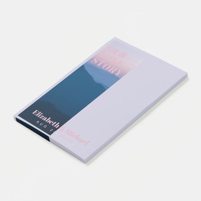 FOTO-gåvor för Newlyweds VÅR STORY Anpassningsbar  Post-it Block (Vinklad)