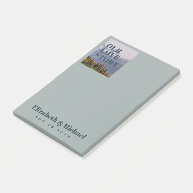FOTO-gåvor för Newlyweds VÅR STORY Anpassningsbar  Post-it Block (Vinklad)