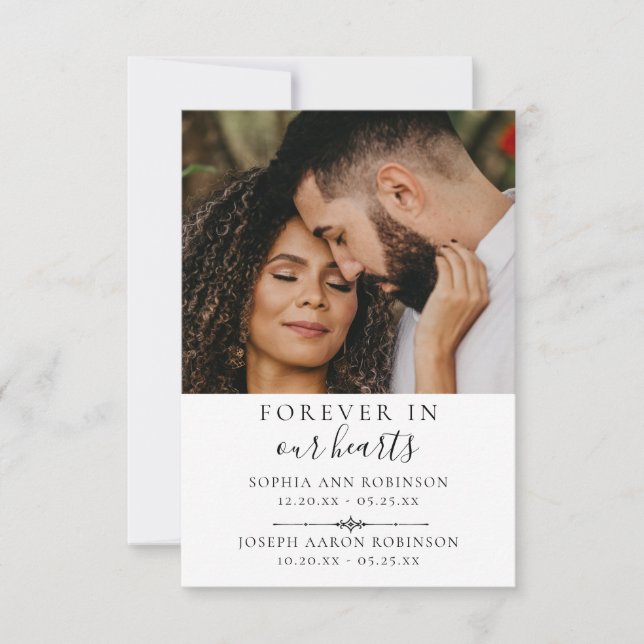 Foto gemensam dubbel minnesgudstjänst sorgkort  (Framsida)