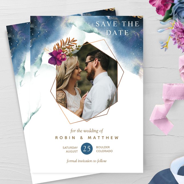 Foto, Geometriskt kelestial Mystic Garden Wedding Spara Datumet (Skapare uppladdad)