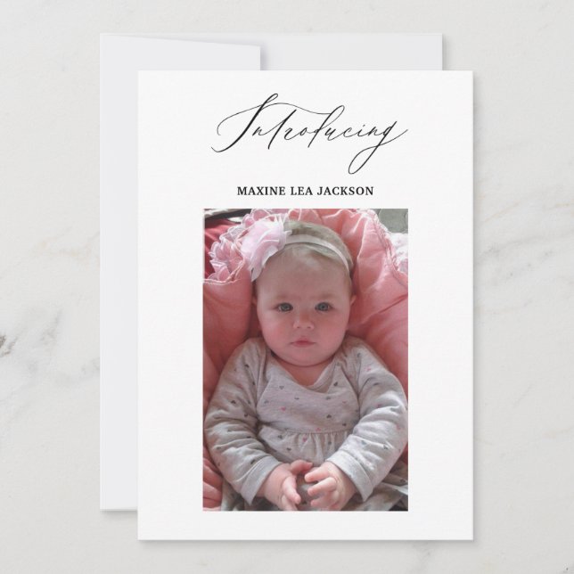 Foto Girl Birth-annons Card Inbjudningar (Framsida)