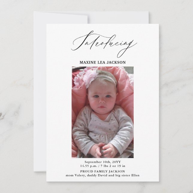 Foto Girl Birth-annons Card Inbjudningar (Framsida)