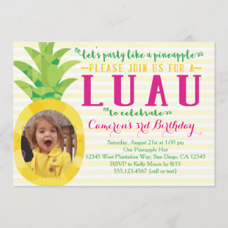 Foto Girl Luau Pineapple Birthday-inbjudan Inbjudningar