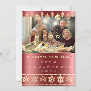 Foto God jul Gott nytt år Burgundy Julkort