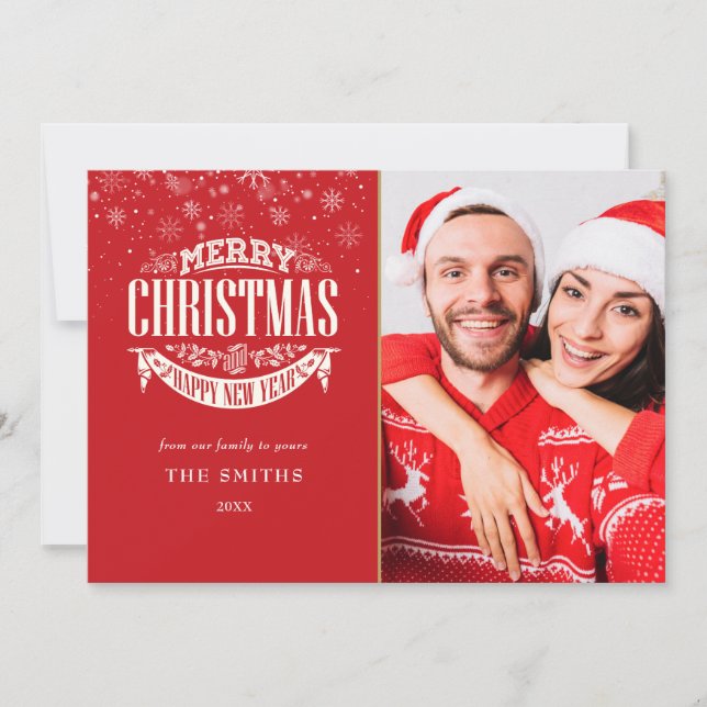 Foto god jul Gott nytt år Guld 4 Julkort (Framsida)