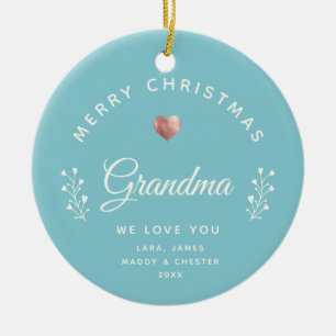 Foto God jul Grandma Ro Guld Light Teal Julgransprydnad Keramik