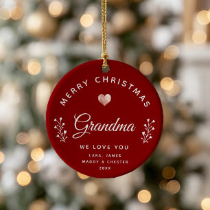 Foto God jul Grandma Ro Guld Maroon Julgransprydnad Keramik