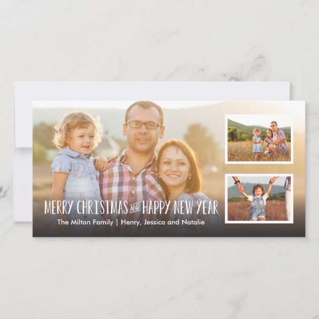 Foto god jul och Gott nytt år Fullt 3 Julkort (Framsida)