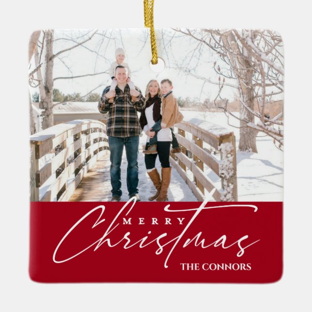 Foto God jul Script Calligraphy-familj Julgransprydnad Keramik (Framsida)