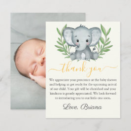 Foto Grönska Elefant Neutral Babyfirande Inbjudningar