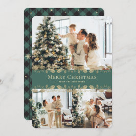 Foto Grönt Guld Holly Play God jul Card Julkort