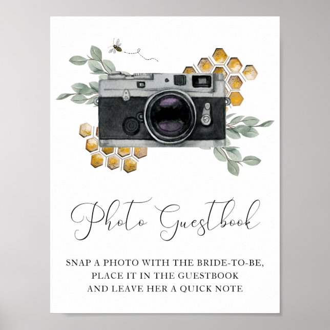 Foto Guestbook Bees and Eucalyptus Sign Poster (Framsidan)