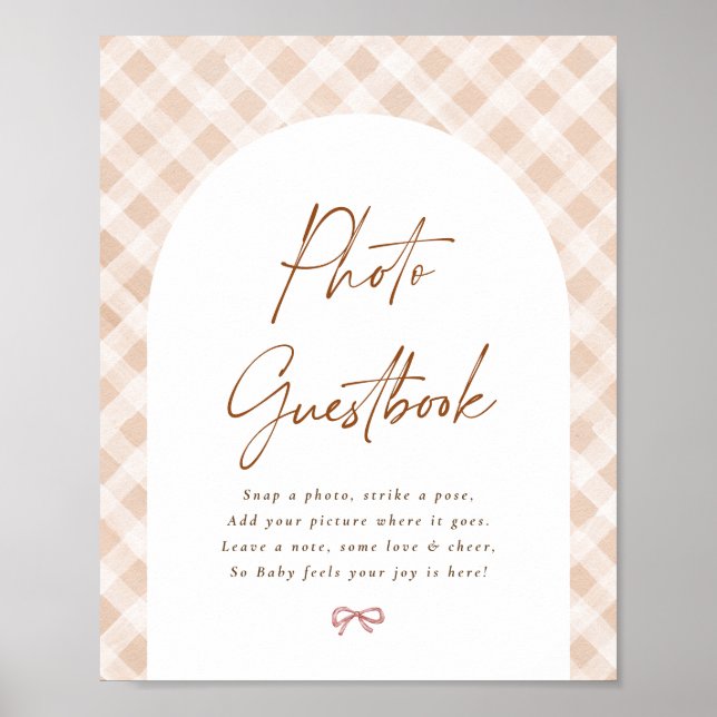 Foto Guestbook Gingham Cutie Paj Baby Shower Sign Poster (Framsidan)