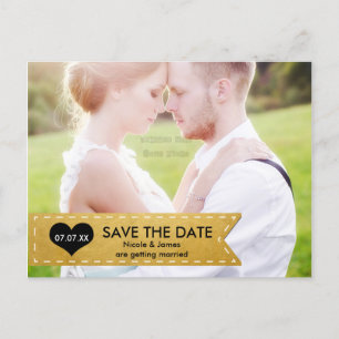 FOTO Guld Folie Elegant Banner Spara datum Postkor Meddelande Vykort