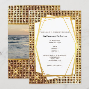 Foto guld glitter geometrisk ram DIY budget Inbjudningar