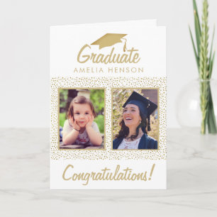 Foto guld Glitter Grattis Student 2 Photo Kort