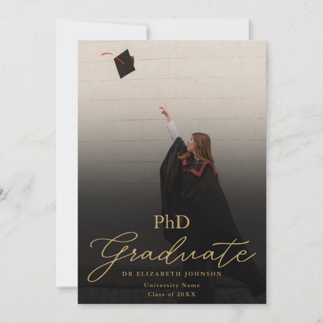 Foto Guld Skript PhD-examen Examenfest Inbjudningar (Framsida)