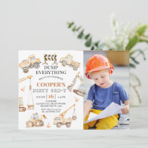 Foto Gult Construction Dirty 3rd-y 3rd Birthday Inbjudningar