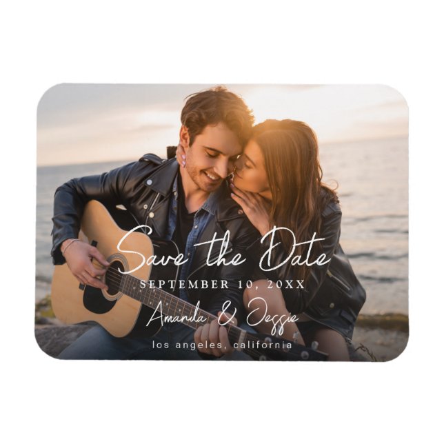 Foto - Handskrift Horisontell Save the Date 3 Magnet (Horisontell)