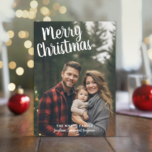 Foto Handskrivet God Jul Röd Rutig Julkort