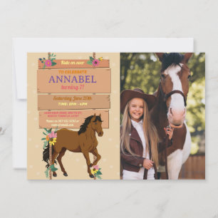 Foto Häst Ridning Party Inbjudan Pony Blommig