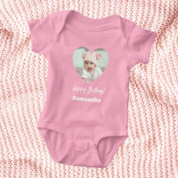 Foto hjärta namn födelsedag babyflicka rosa